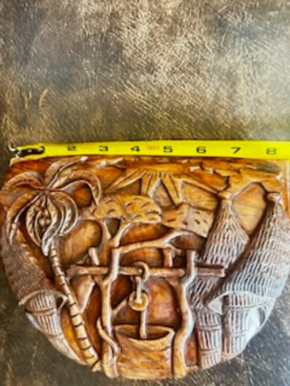 Vintage Hand Carved Folk Art Indonesian Balinese Wooden Snuff Box